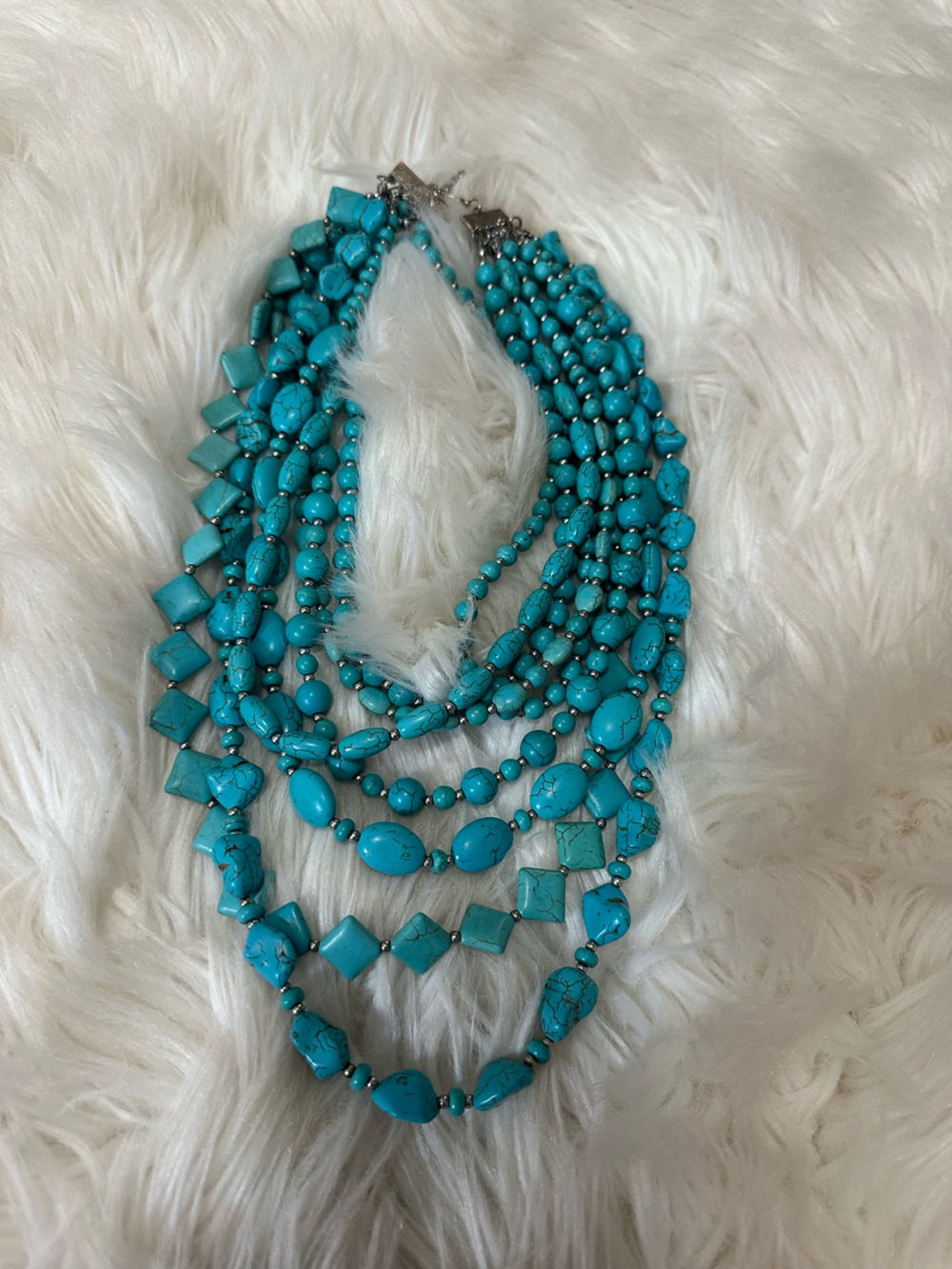 Turquoise Multi-Strand Beaded Necklace - Vibrant Blue Statement